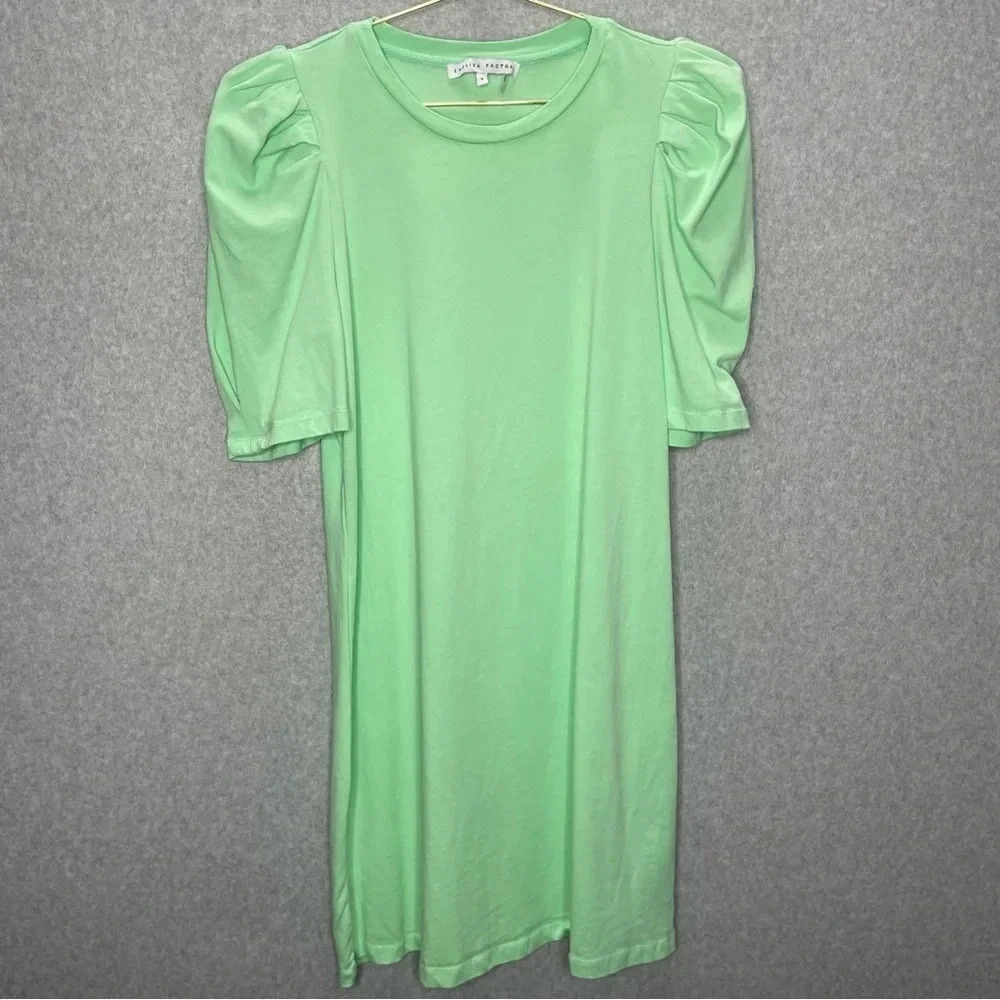 English Factory Puff Sleeve Mint Green Cotton Mini Dress